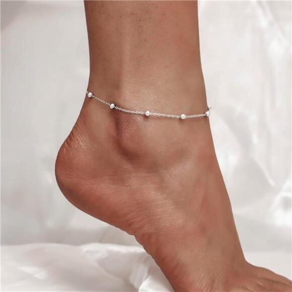 925 Sterling Silver Ankle Bracelet Multilayer Anklets for Women Satellite, Star - Picture 2 of 7